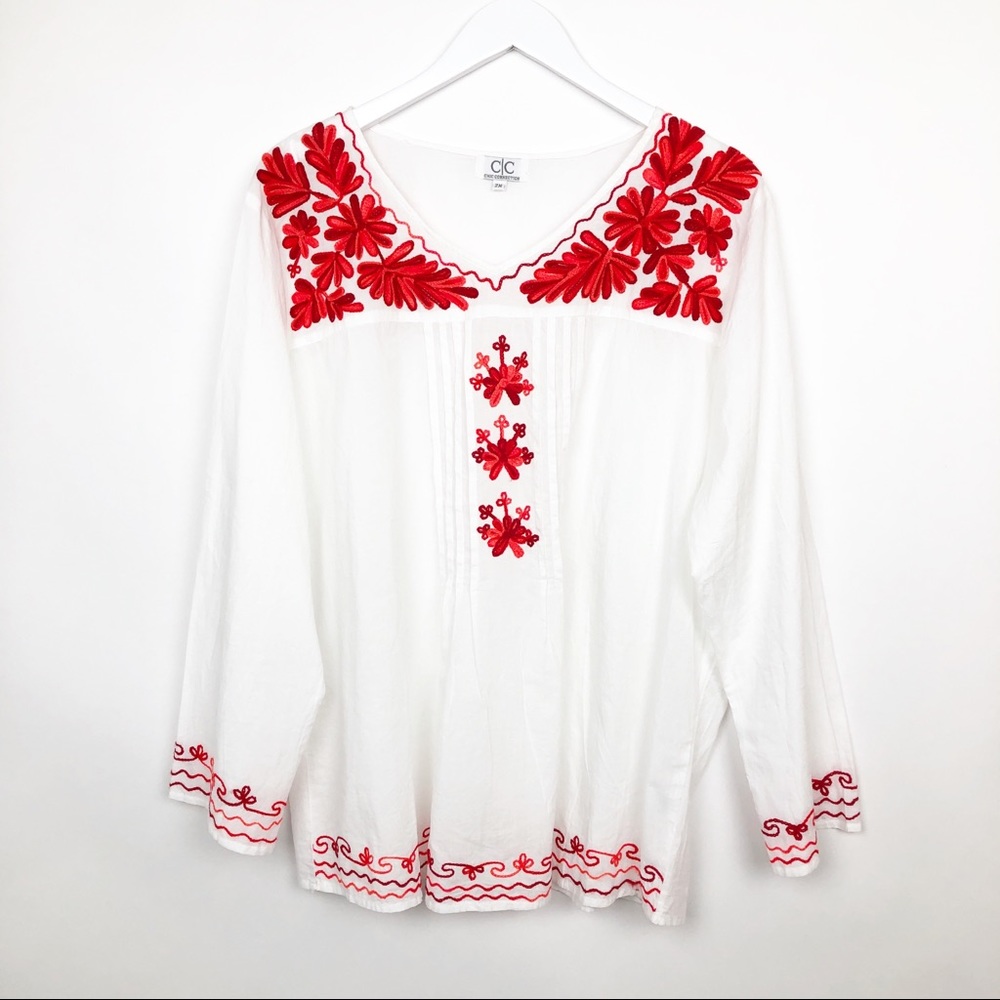 C|C Collection Boho Embroidered White Long Sleeve - Picture 2 of 11